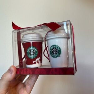 Starbucks Christmas Holiday Ornaments Mini To Go Cup Set of Two 2006